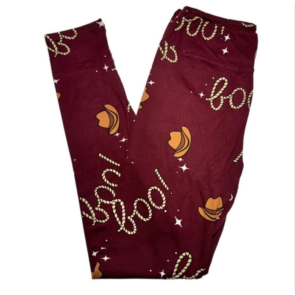 TC2 Lularoe Leggings Halloween Cowboy Hat Boo Fits 18/24